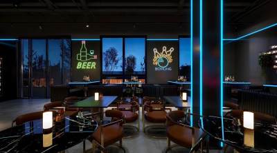 工业风酒吧 餐桌椅组合 现代霓虹灯 装饰灯